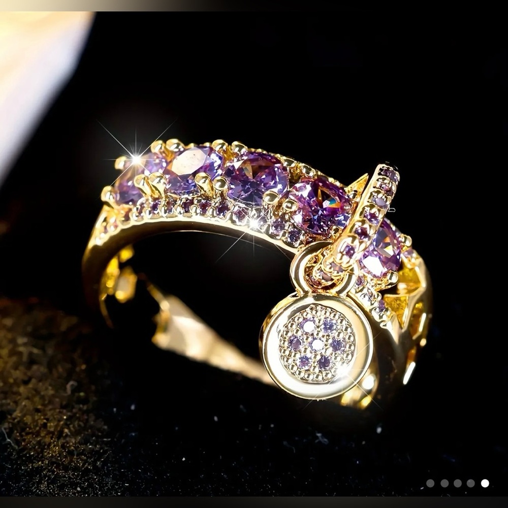 14k Gold and Lilac Zirconia Gemstone Ring Size 10 & 13 available NWT - Picture 5 of 5